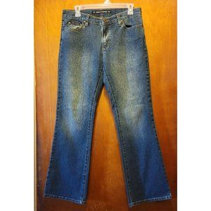 DKNY Womens Distressed Jean Size 9 Low Rise Bootcut Blue Denim Casual